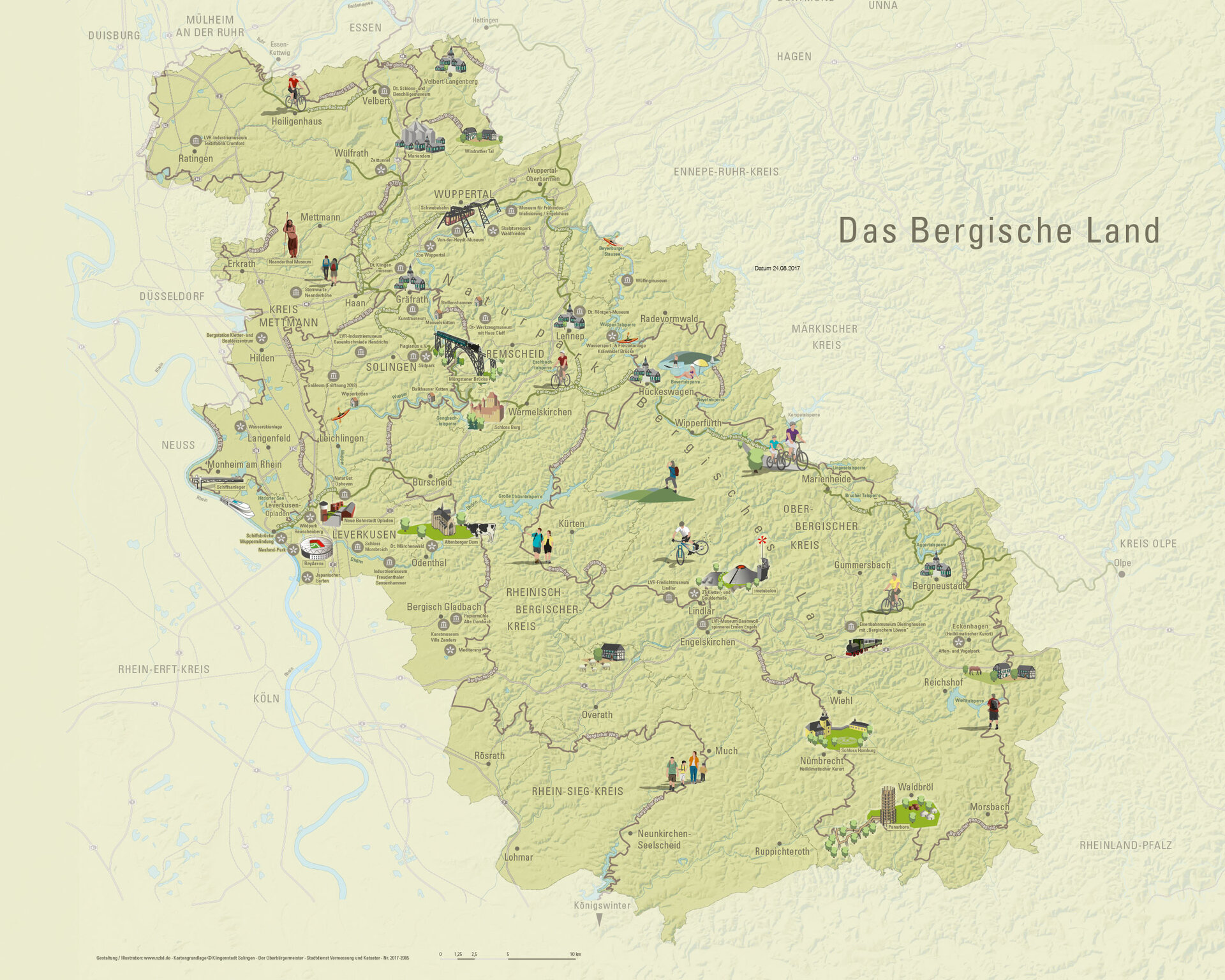 Regionskarte von Das Bergische Land Regionskarte von Das Bergische Land